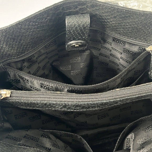 Michael Kors Black Leather Snakeskin Hamilton Bag EUC with Dust Bag - Picture 11 of 14